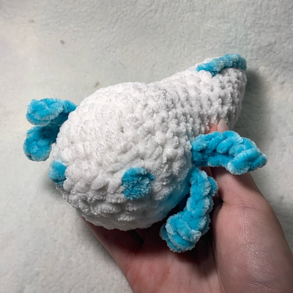 White and Blue Crochet Axolotl